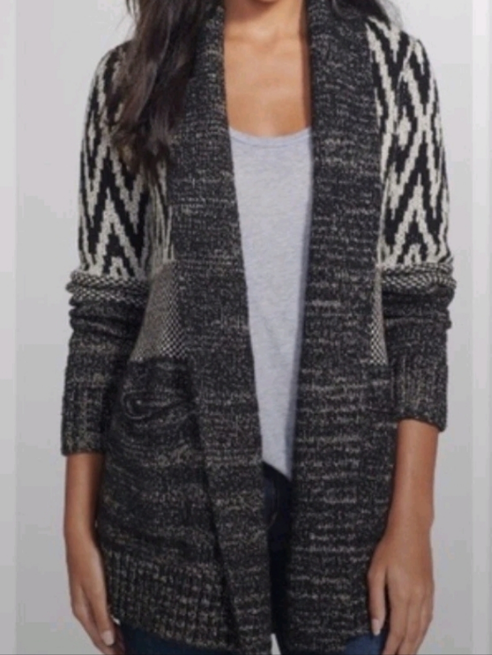 Luck Brand Open-Front Stargazer Geometric Cardigan Sweater Size Medium